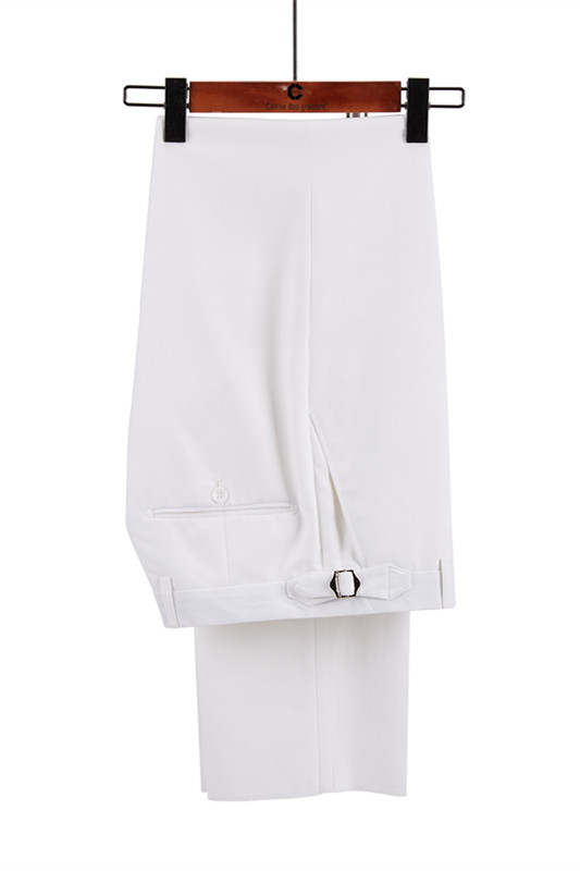 White and Black Double Breasted Men's Suit 4