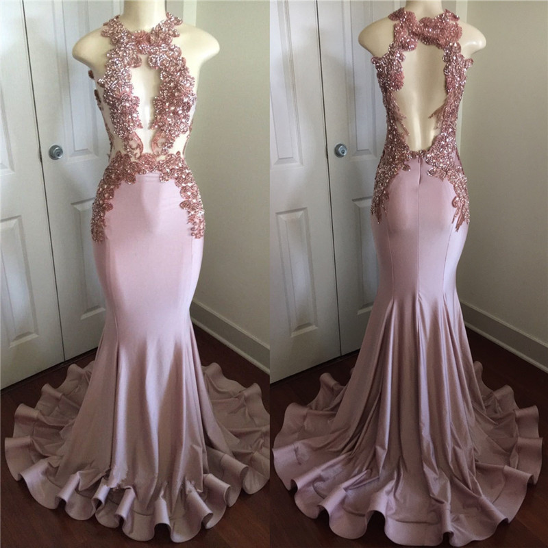 Mermaid Sleeveless Court Train Formal Dress With Appliques 4