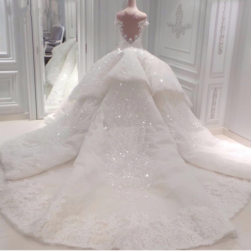 Ball Gown Off-the-shoulder Sleeveless Chapel Train Wedding Gown With Lace 3