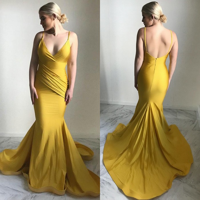 Mermaid V-neck Sleeveless Floor-length Evening Dress 3