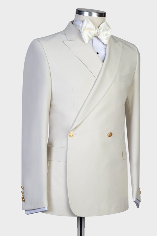 White Slim Fit Men Suit with Peaked Lapel for Wedding 2