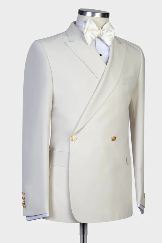 White Slim Fit Men Suit with Peaked Lapel for Wedding 2