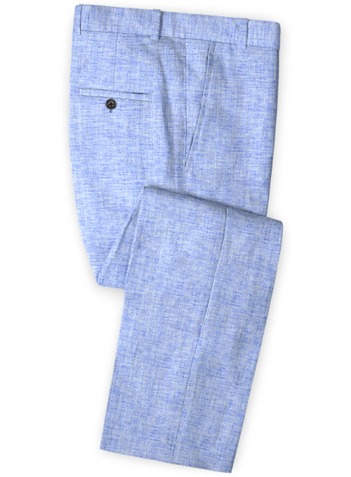Blue Linen Summer Groom Men Suits 3