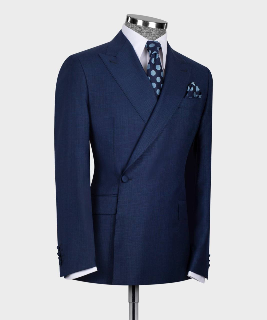 Dark Navy Peaked Lapel Bespoke Men Suit 3