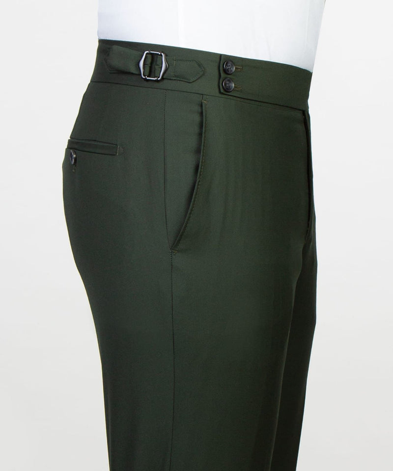 Dark Green Peaked Lapel Business Men Suit 5