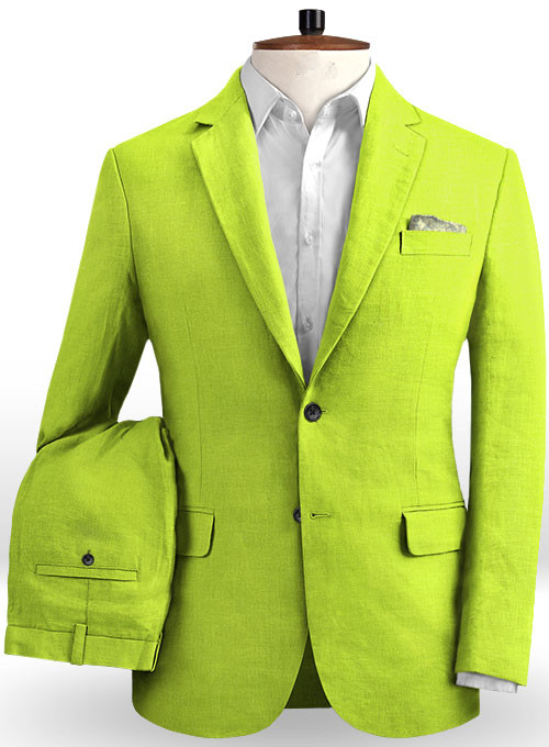 Lime Green Notched Lapel Prom Suits 2