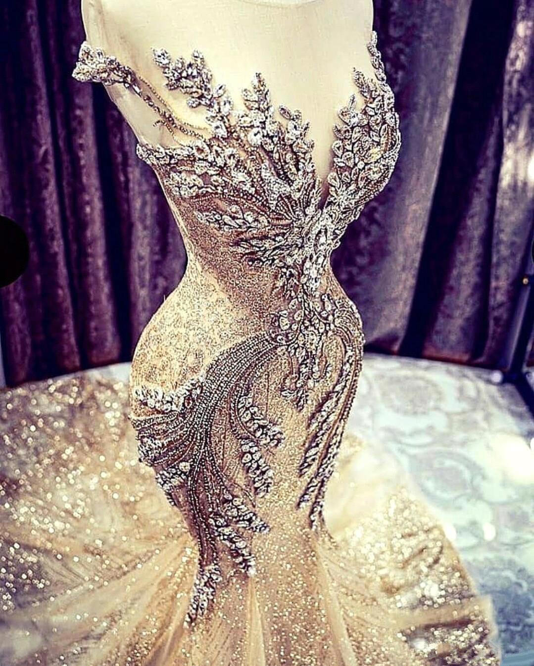 Mermaid Jewel Neck Sleeveless Sweep / Brush Train Evening Gown With Rhinestone 4
