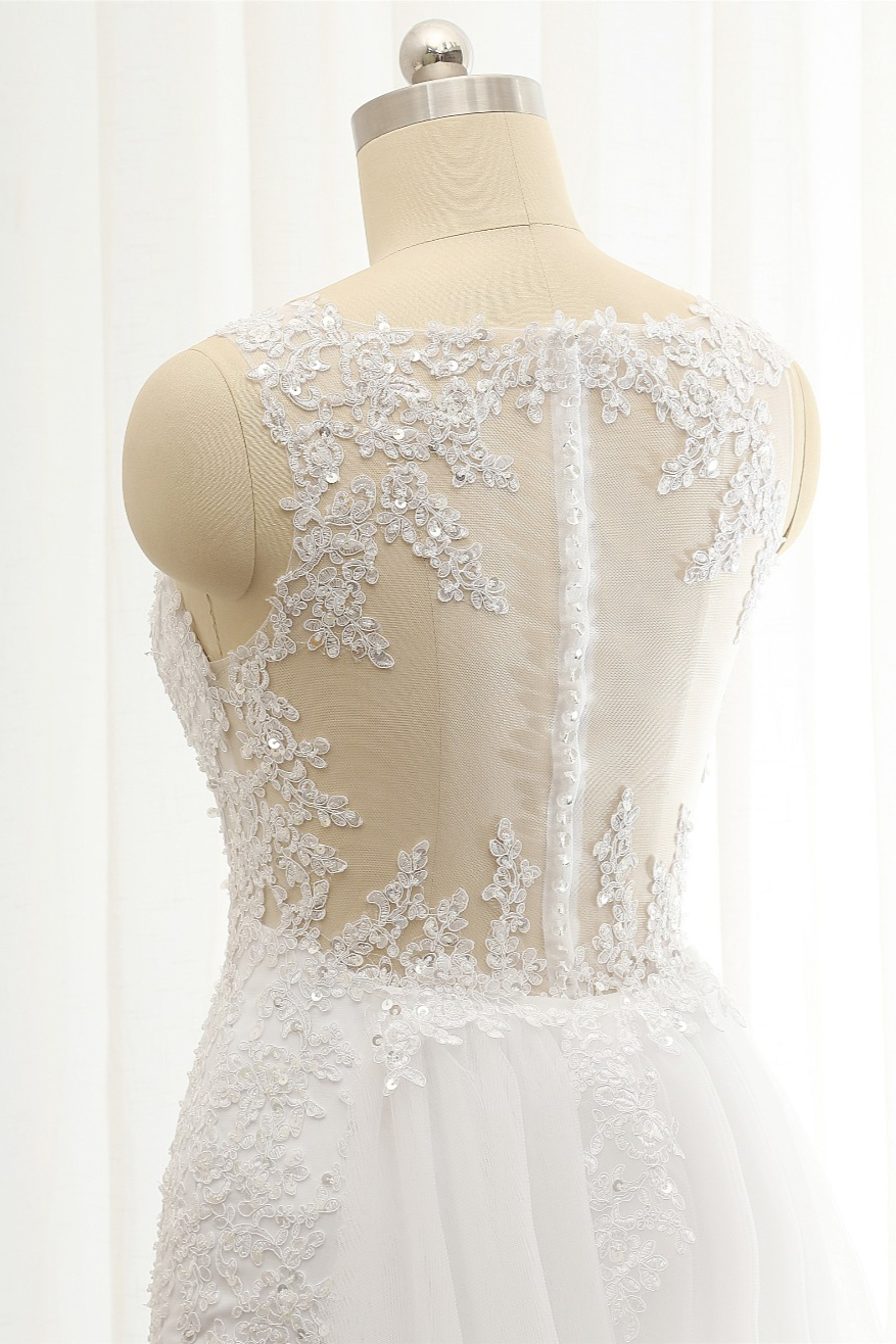 Mermaid Straps Floor-length 100D Chiffon Bridal Gown With Appliques 4