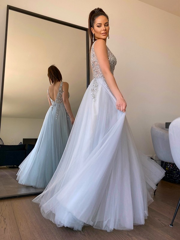 Mermaid V-neck Sleeveless Floor-length Evening Dress 6