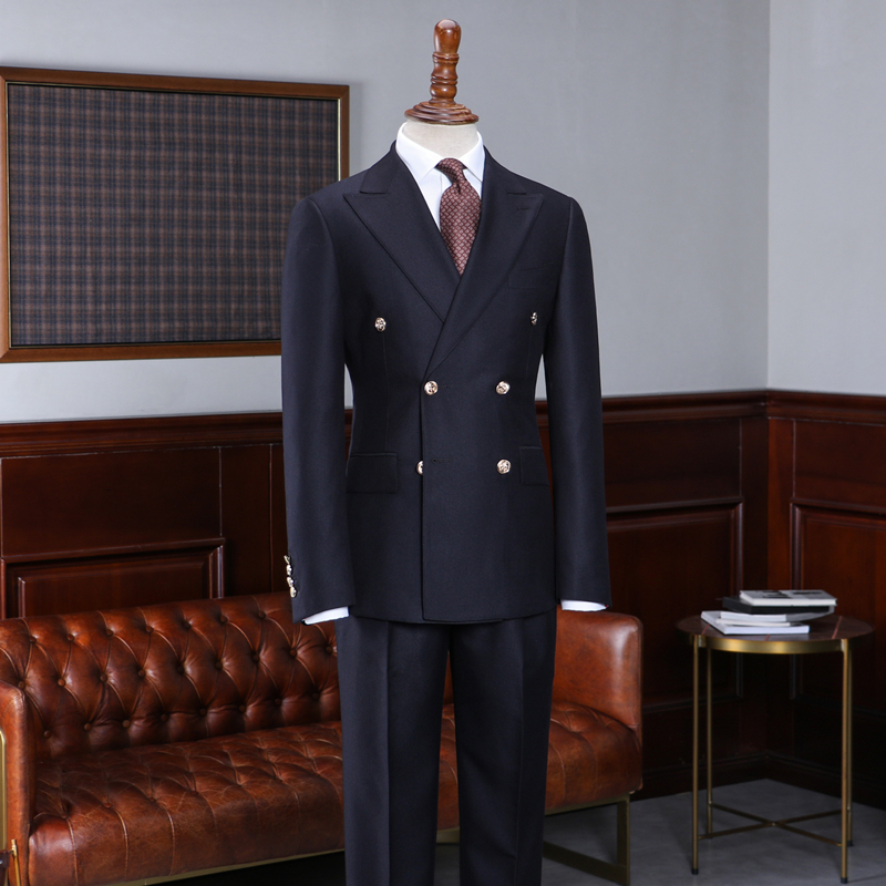 Navy Blue Double Breasted Business Suit 2