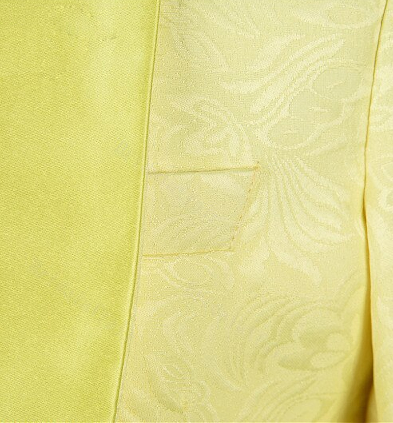 Yellow Jacquard Three-Piece Tuxedo with Shawl Lapel 4