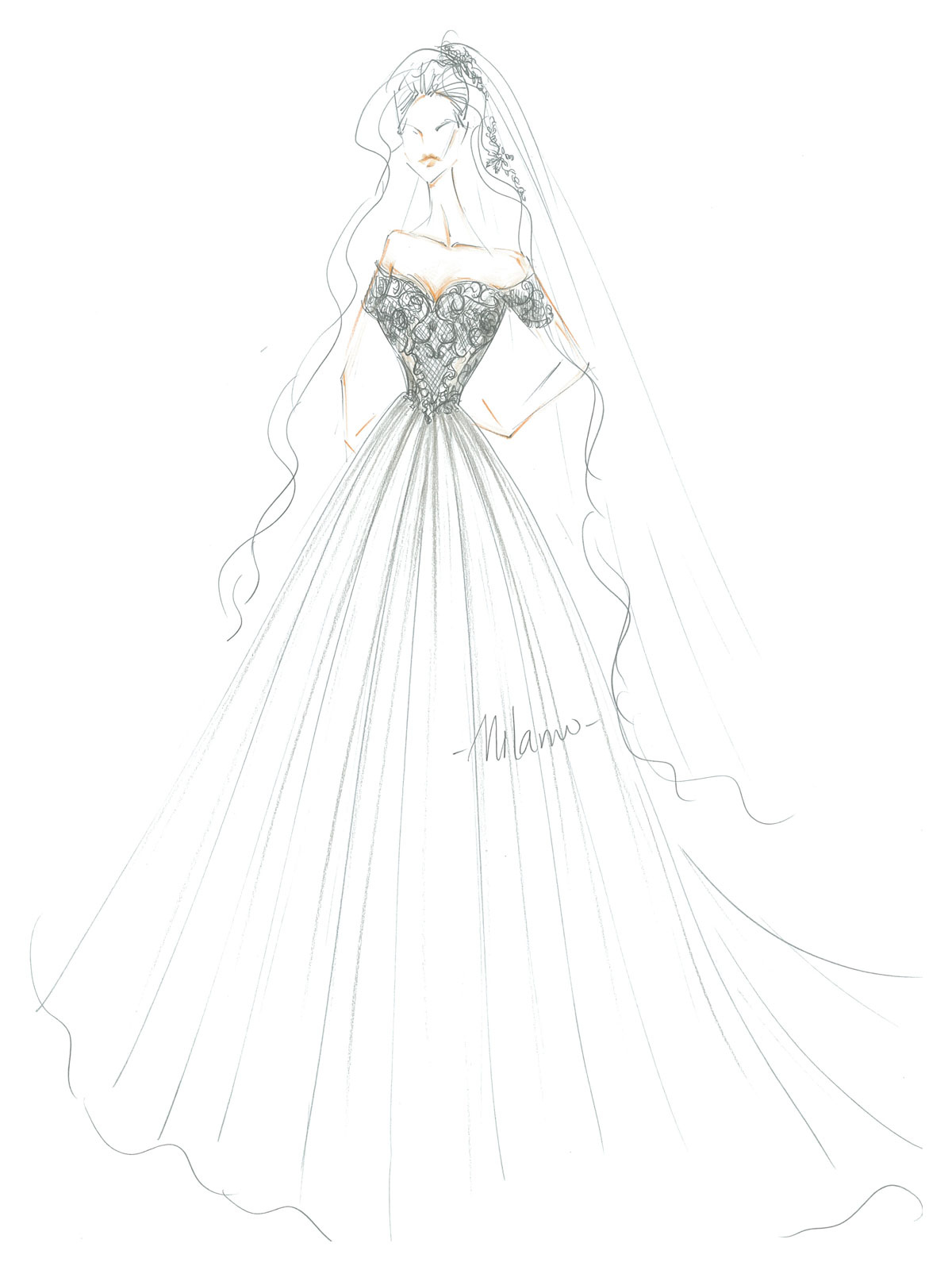 A-line Off-the-shoulder Short Sleeves Court Train Lace Wedding Gown With Lace 4