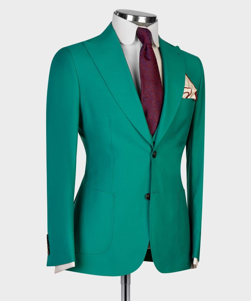 Green Peaked Lapel Prom Men Suit 2
