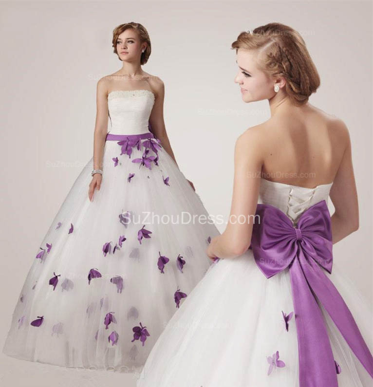 Ball Gown Strapless Sleeveless Floor-length Tulle Bridal Dress With Beading 3