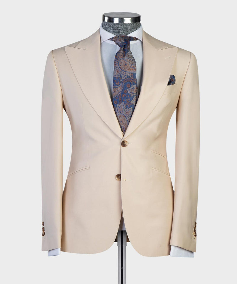 Champagne Peaked Lapel Best Fitted Men Suit 5