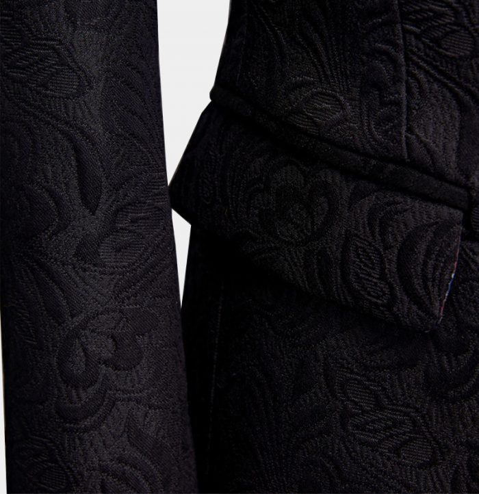 Business Black Jacquard Wedding Suit 5