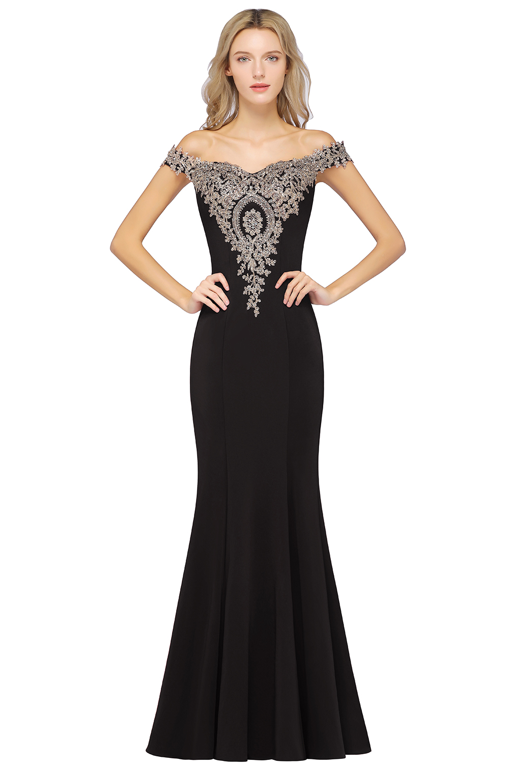 Mermaid Bateau Neck Cap Sleeves Sweep / Brush Train Bridesmaid Gown With Rhinestone 15