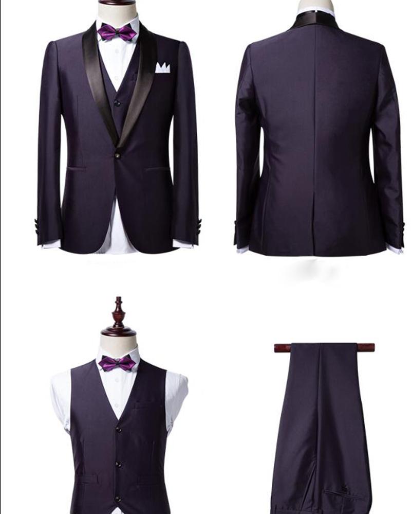 Dark Purple Shawl Lapel Wedding Tuxedo 2