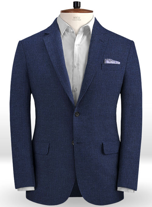 Dark Blue Linen Men Suit 1