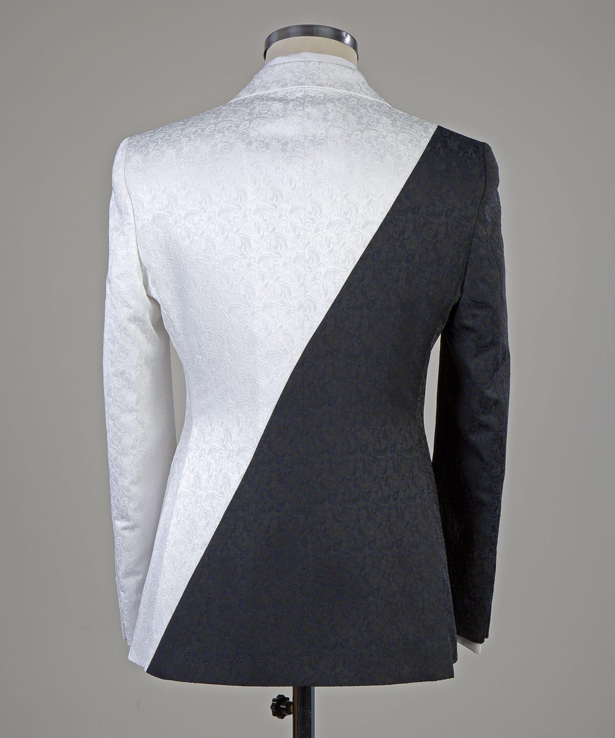 White And Black Double Breasted Slim Fit Men Suit 2