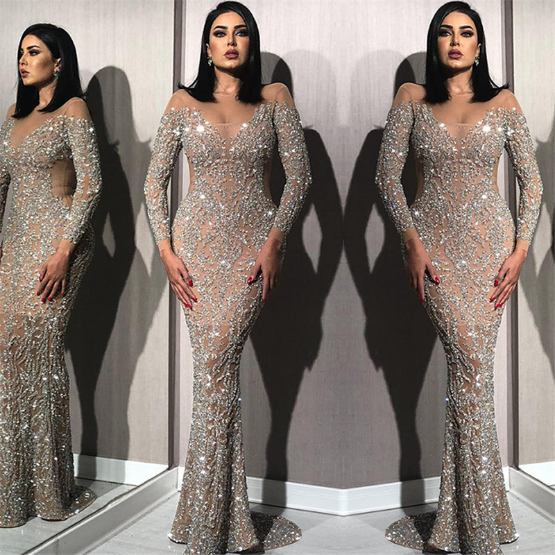 Mermaid Scoop Neck Sweep / Brush Train Evening Gown With Crystal 2