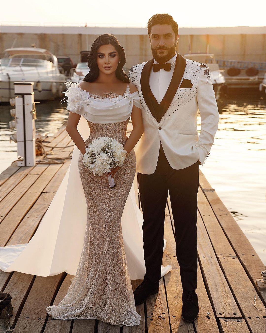 Mermaid Off-the-shoulder Sleeveless Chapel Train Lace Bridal Gown With Sequins 2