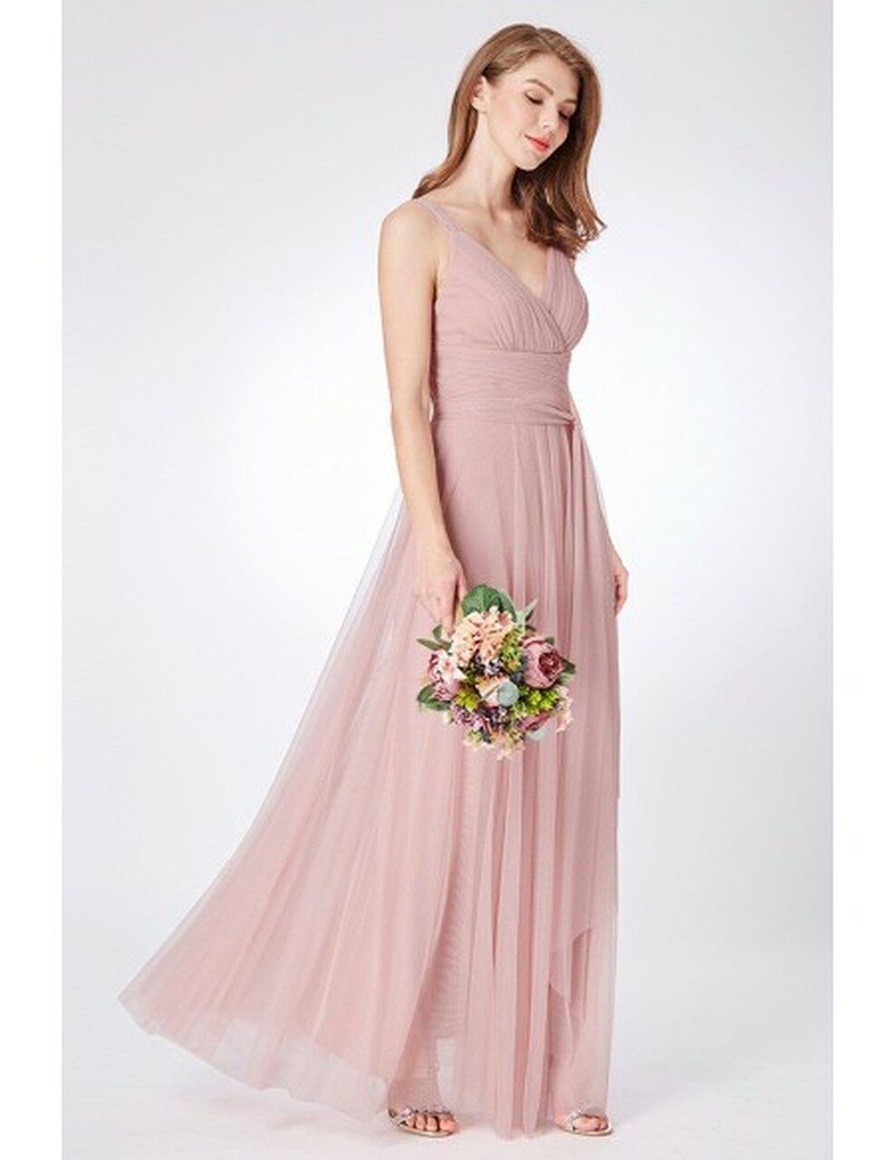 A-line V-neck Sleeveless Floor-length Bridesmaid Outfit 4