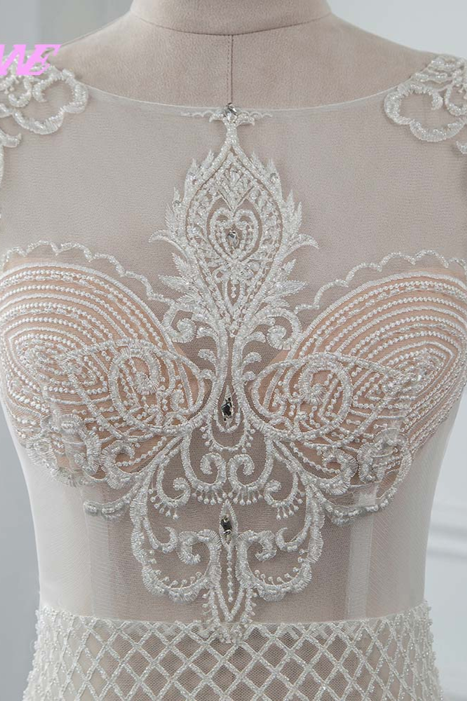 A-line Jewel Neck Sleeveless Floor-length 100D Chiffon Bridal Attire With Beading 4