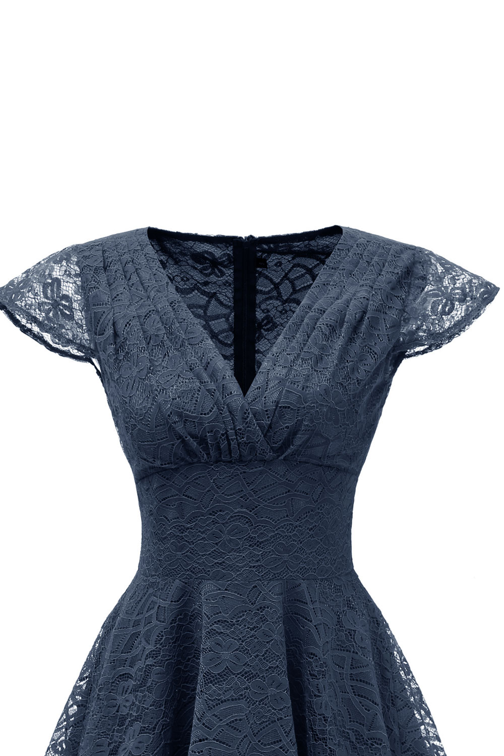 A-line V-neck Sleeveless Knee-length Lace Party Dress With Lace 13