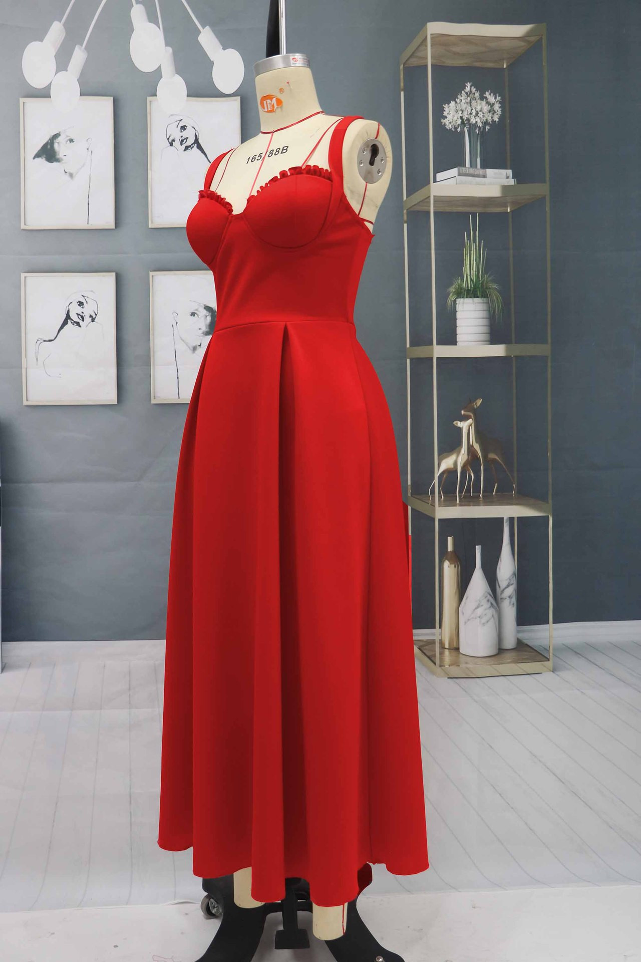 Column Spaghetti Straps Sweetheart Neck Sleeveless Ankle-length Homecoming Gown 5