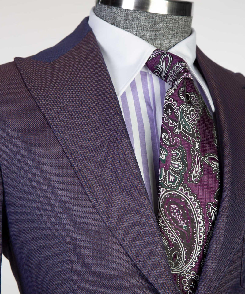 Dark Purple Peaked Lapel Business Men Suit 3