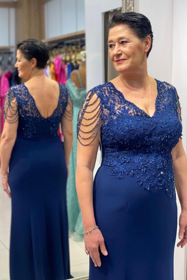 Royal Blue Mother of the Bride Dress with Lace 2
