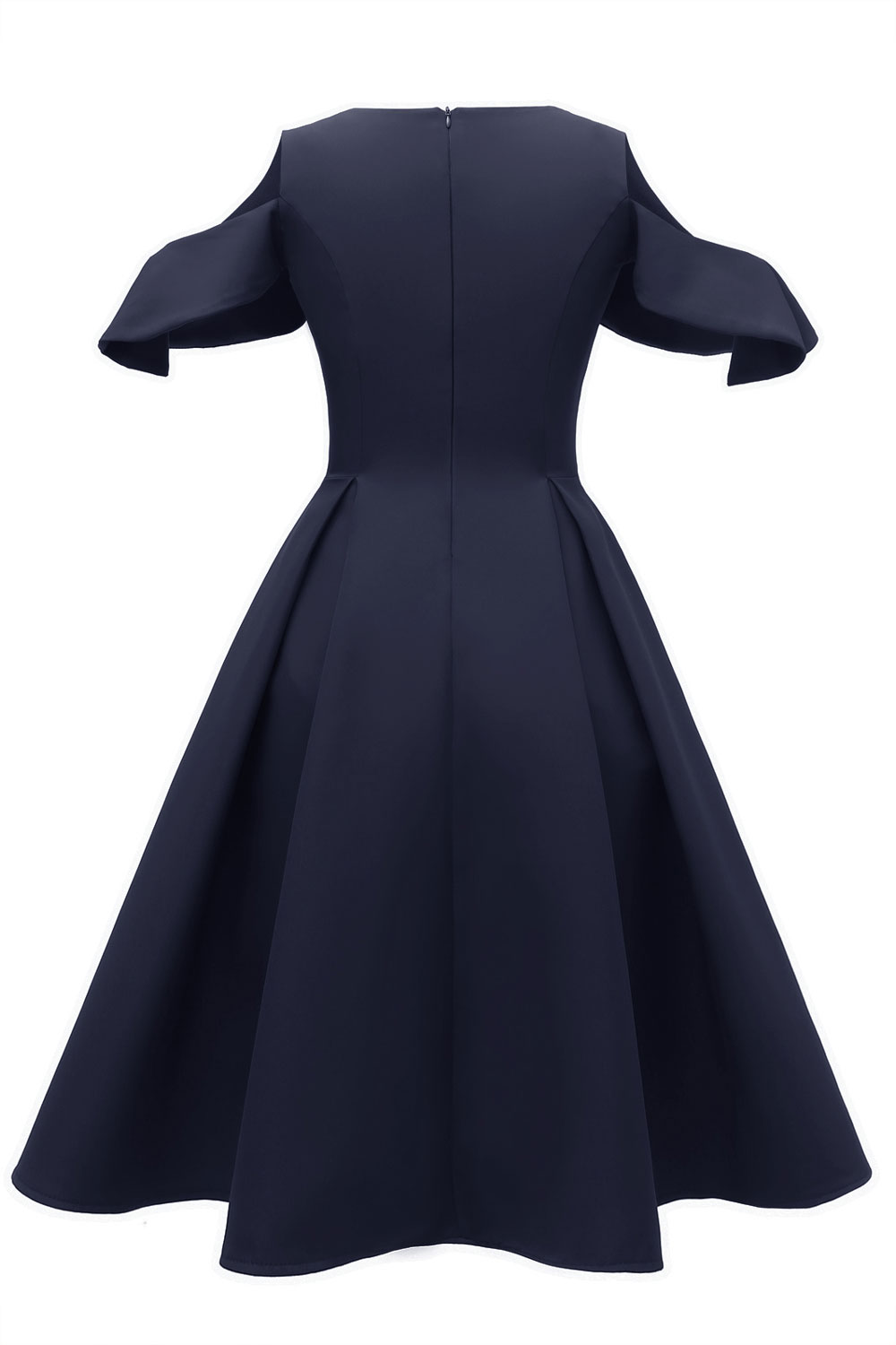 A-line Short Sleeves Knee-length Satin Chiffon Cocktail Party Gown 4