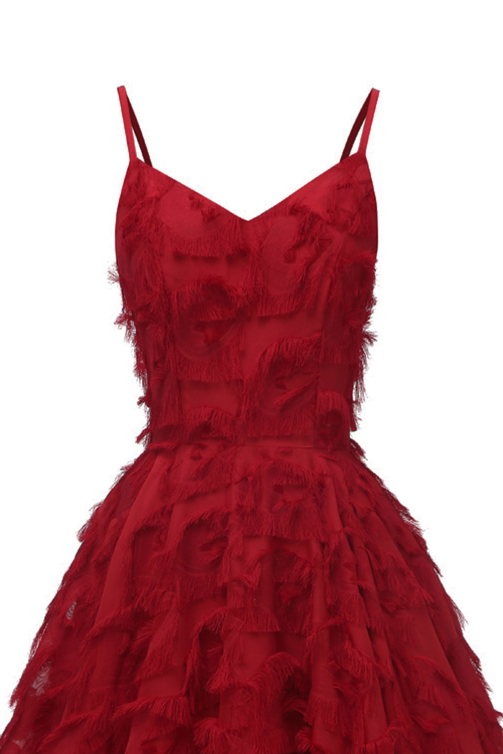 A-line Spaghetti Straps Sleeveless Knee-length Party Dress With Feathers 6