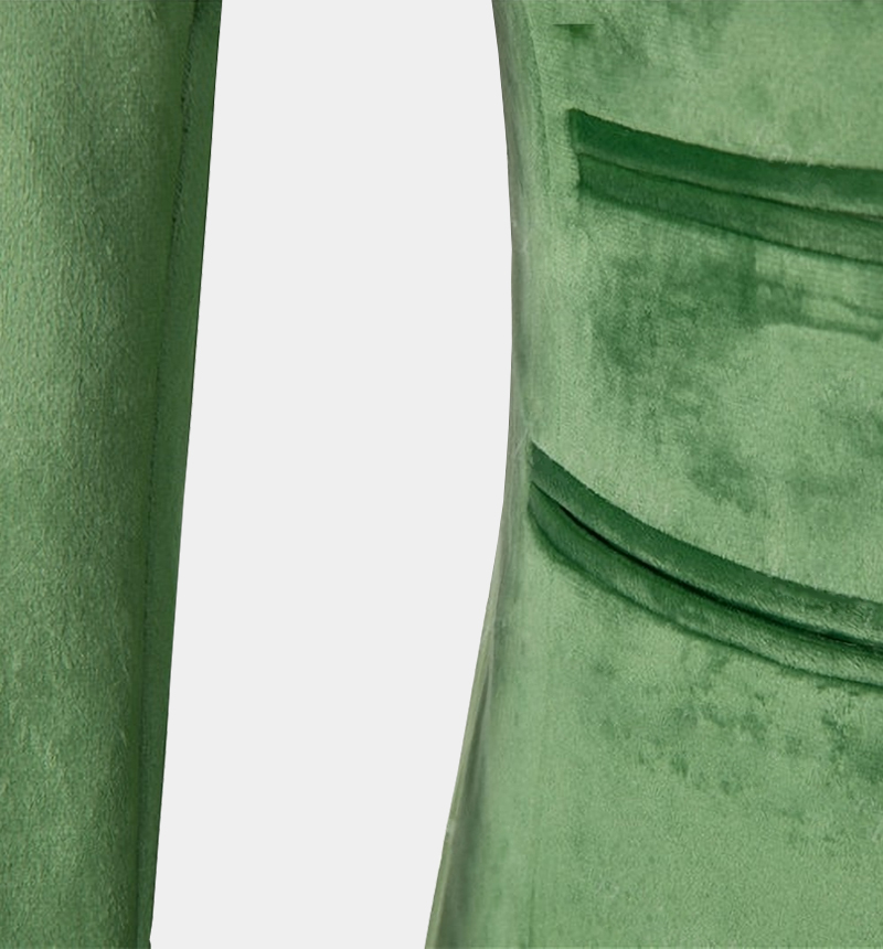 Green Double Breasted Velvet Prom Suit with Three Pieces 5