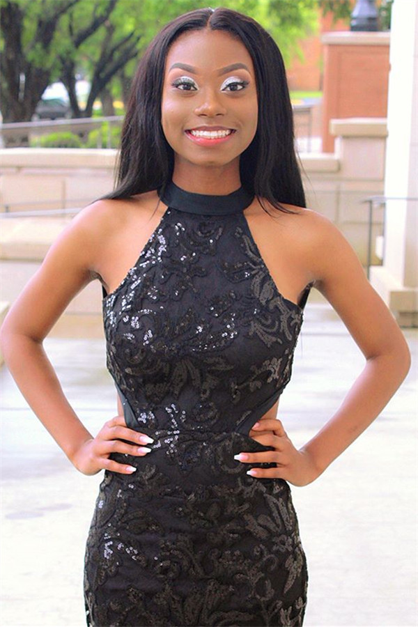 Mermaid Halter-neck Sleeveless Sweep / Brush Train Formal Dress With Appliques 2