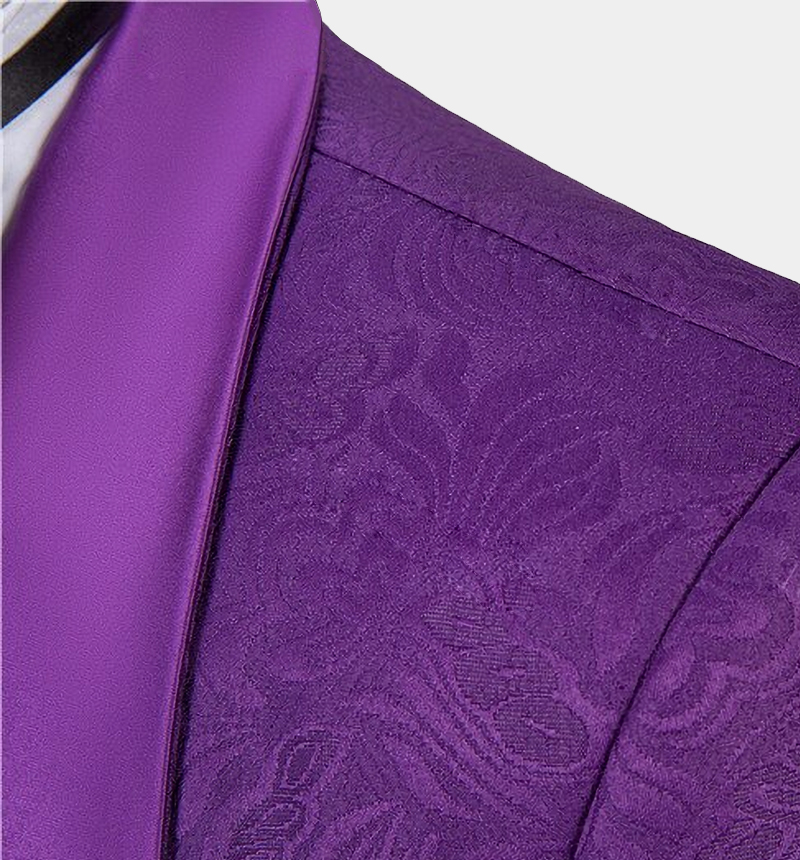 Violet Three-Piece Jacquard Suit for Prom 4