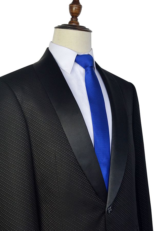 Black Wedding Suits for Groom with Small Check Pattern 4