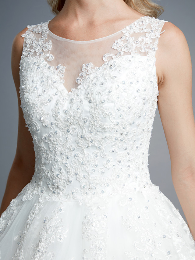 Ball Gown Straps Floor-length Lace Bridal Dress With Lace 10