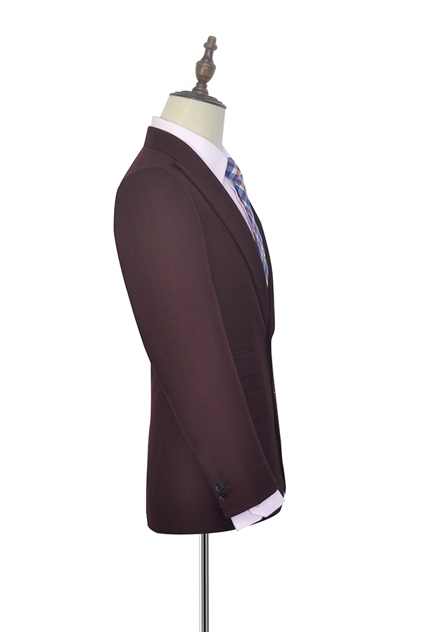 Burgundy Single Breasted Mens Suits for Formal with One Button 2