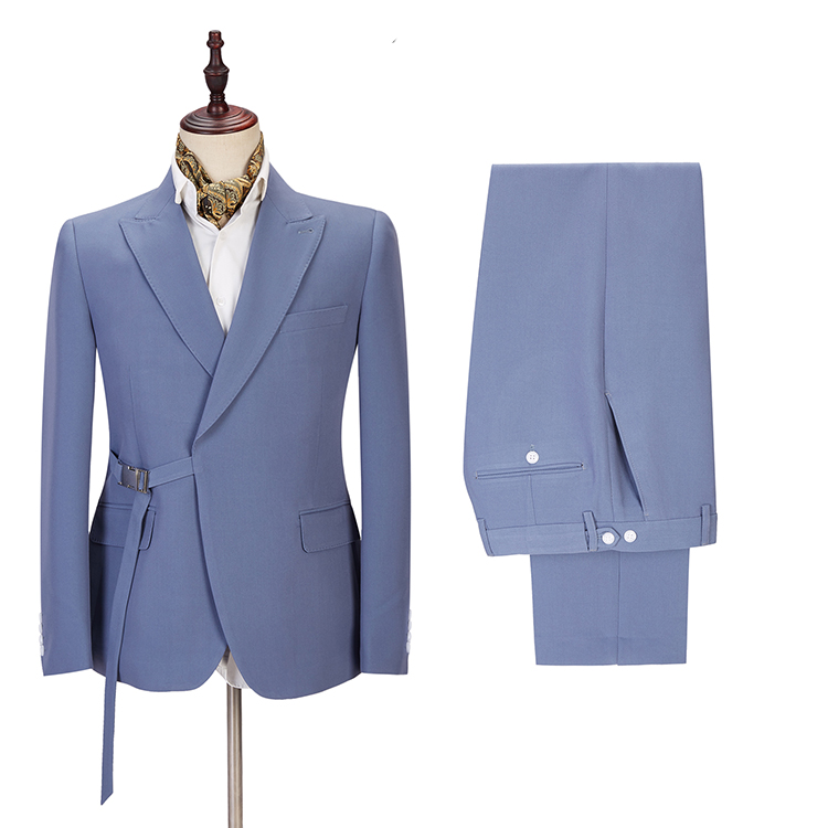 Prom Ocean Blue Slim Fit Peaked Lapel Men's Suit 3