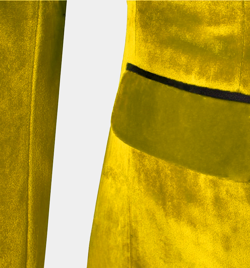 Yellow Slim Fit Velvet Tuxedo with Peak Lapel 4