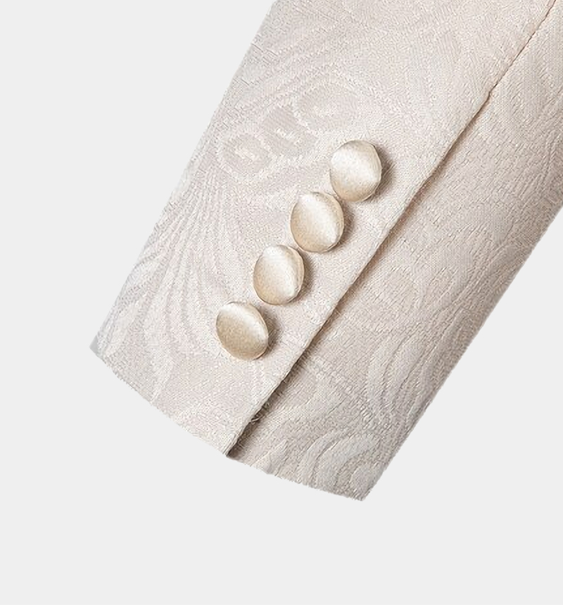 Light Champagne Jacquard Tuxedo with Shawl Lapel 6