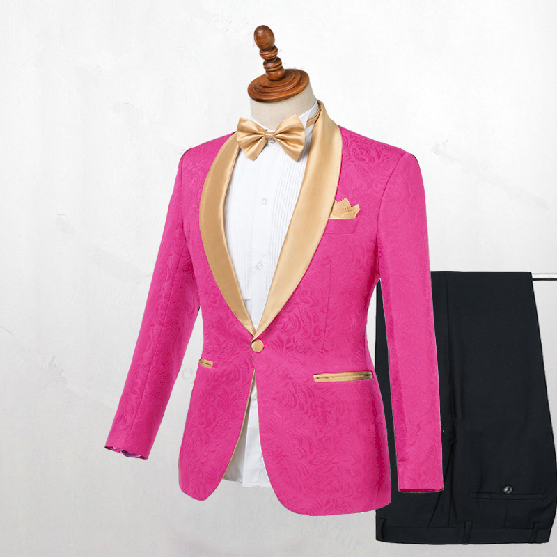 Hot Pink One Button Wedding Suit 2
