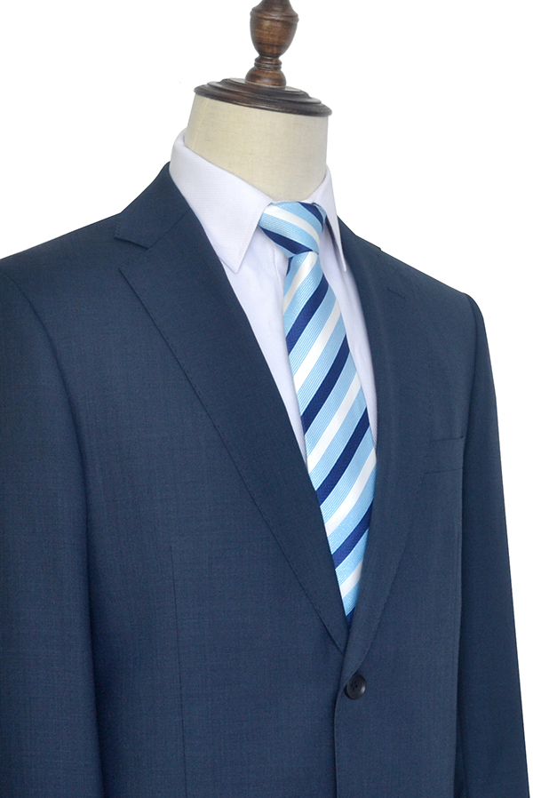 Navy Single Breasted Mens Suits for Groomsmen with Notch Lapel 3