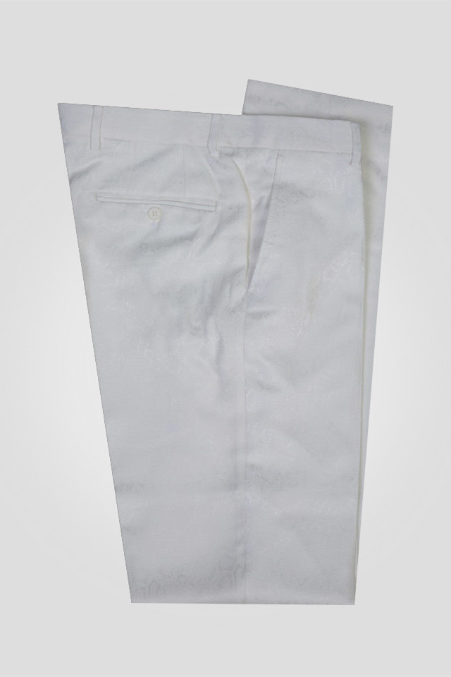 White Jacquard Double Breasted Men's Suit with Shawl Lapel for Wedding 2