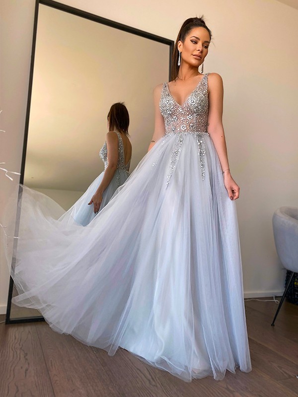 Mermaid V-neck Sleeveless Floor-length Evening Dress 2