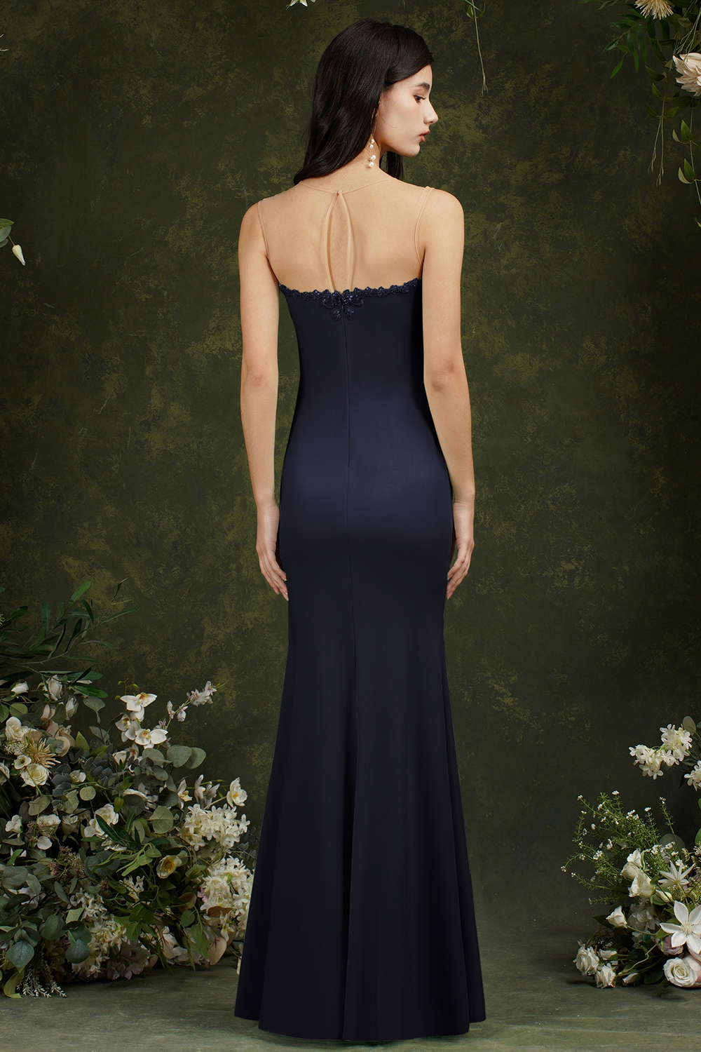 Mermaid Jewel Neck Sleeveless Floor-length Twisted Pair Formal Dress With Ruffles 5