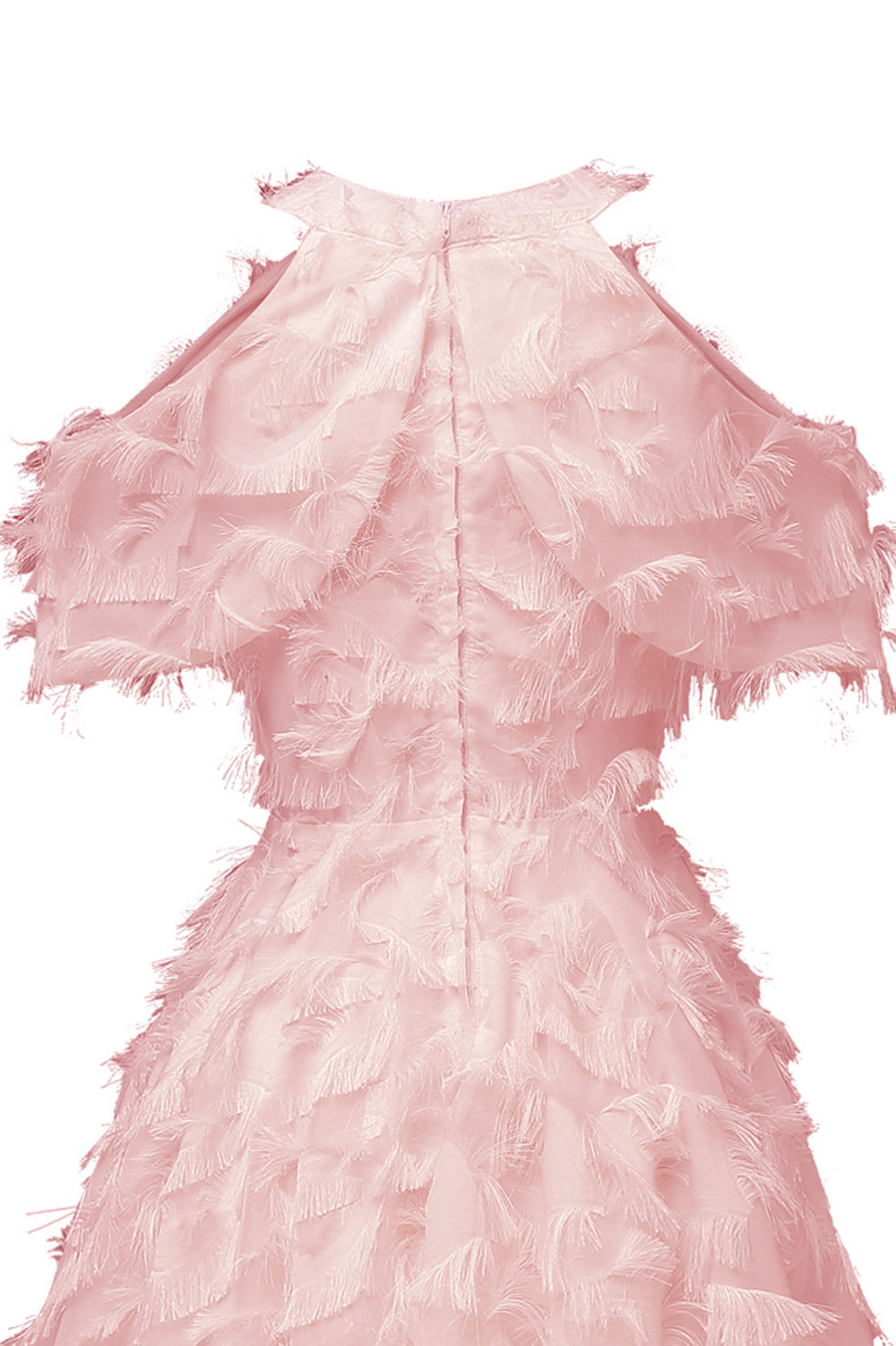 A-line Halter-neck Knee-length Party Dress With Feathers 10