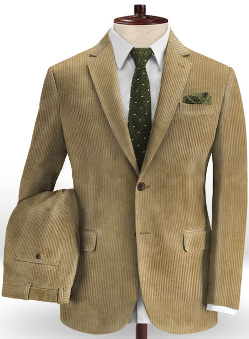 Khaki Corduroy Men Suits 2